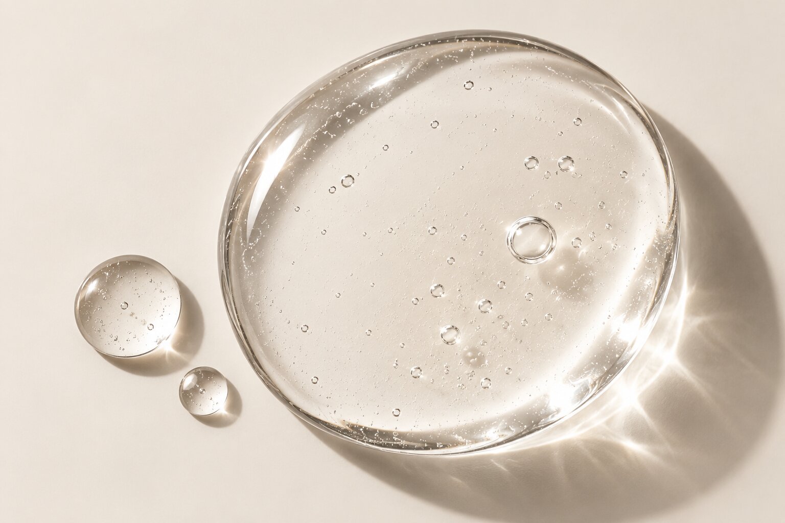 Clear collagen droplet on cream