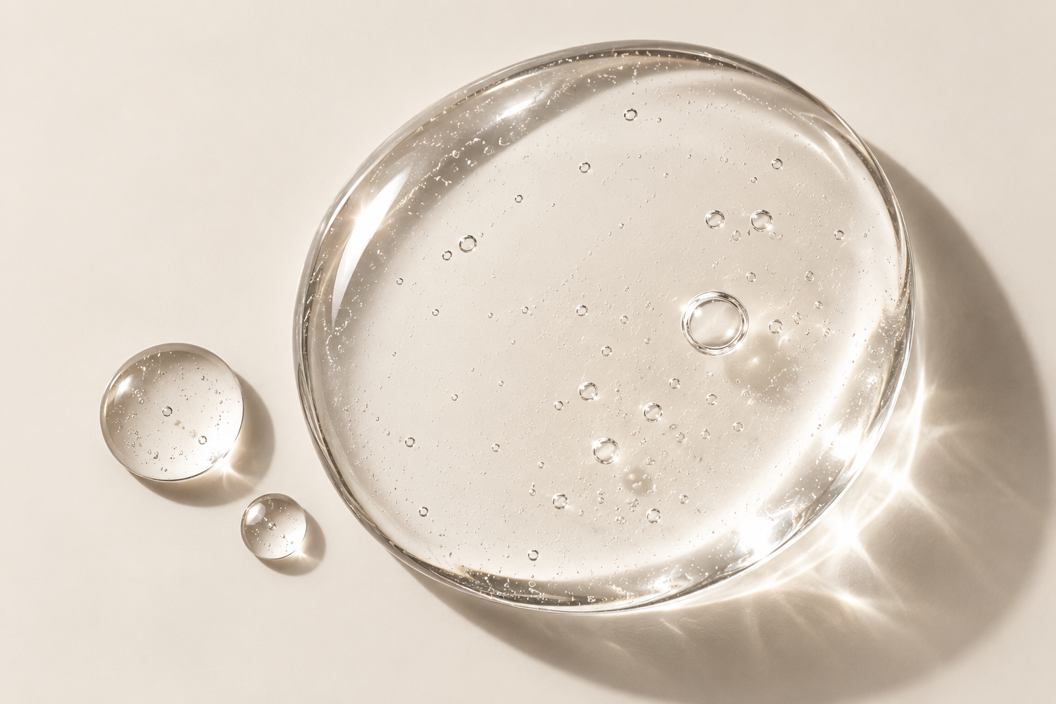 Clear collagen droplet on cream